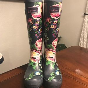 Joules tall floral rain boots